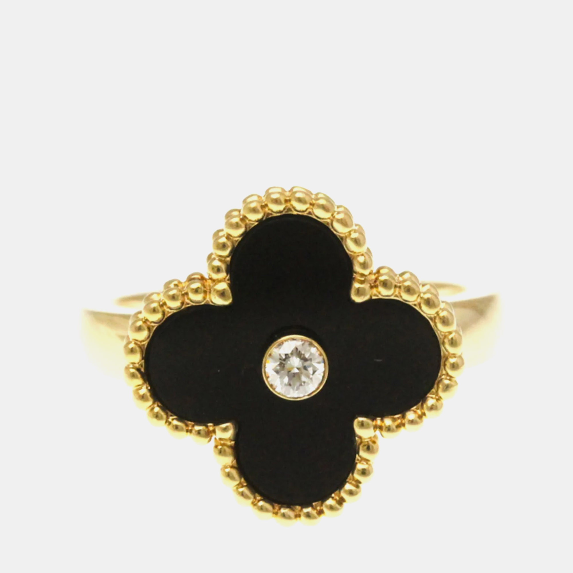 

Van Cleef & Arpels Vintage Alhambra 18K Yellow Gold, Diamond, Mother of Pearl Ring EU