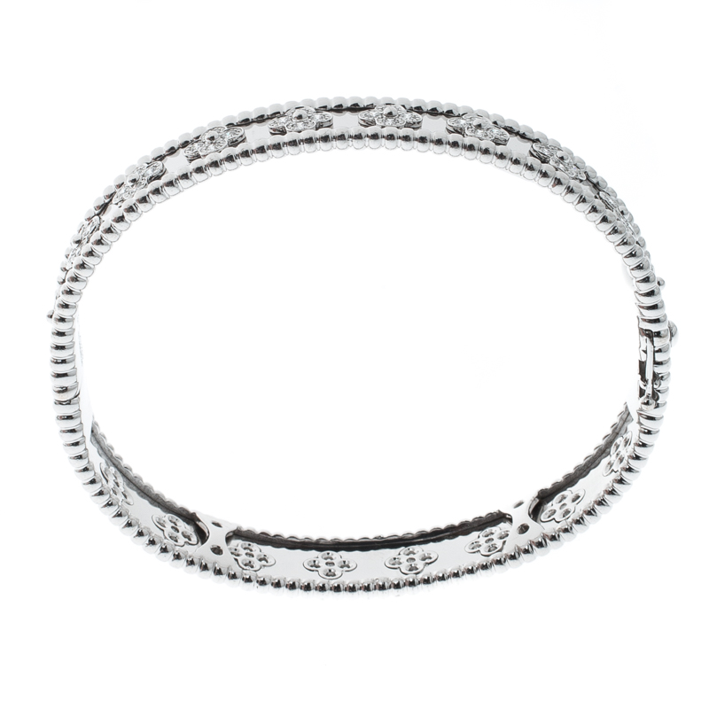 Buy Van Cleef & Arpels Perlée Clover Diamond & 18k White Gold Bracelet ...