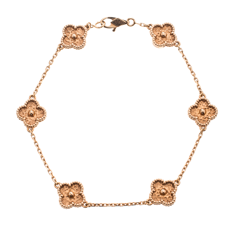 Van Cleef & Arpels Sweet Alhambra 6 Motif 18k Rose Gold Bracelet 