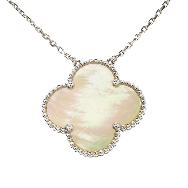 Van Cleef & Arpels Magic Alhambra Mother of Pearl 18k White Gold Necklace 