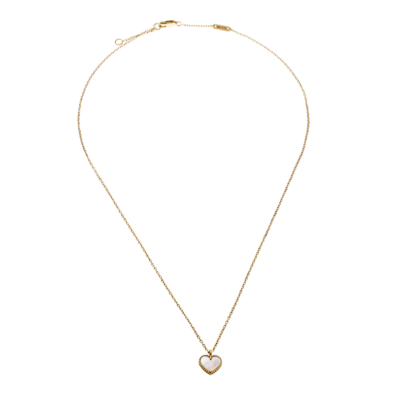 

Van Cleef & Arpels Sweet Alhambra Mother of Pearl 18k Yellow Gold Heart Pendant Necklace