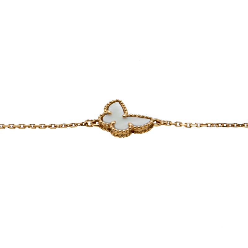 

Van Cleef & Arpels White Mop Sweet Alhambra Butterfly 18K Yellow Gold Bracelet