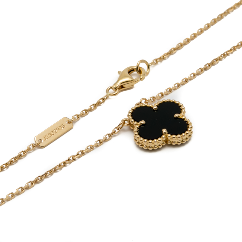 

Van Cleef Onyx Vintage Alhambra 18K Yellow Gold Necklace, Black