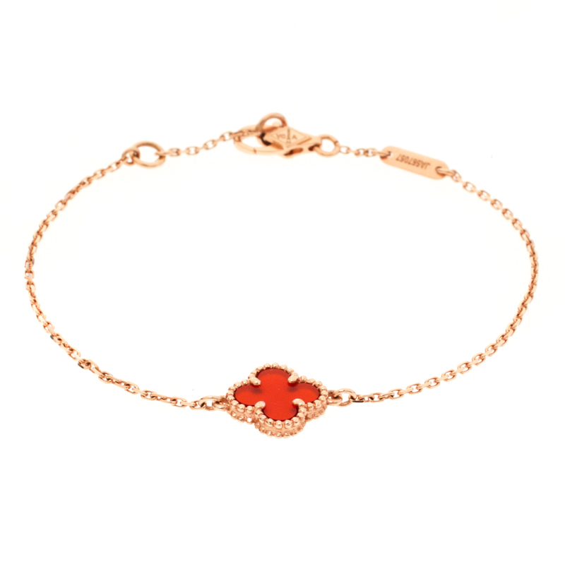 

Van Cleef and Arpels Sweet Alhambra Red Carnelian 18k Rose Gold Bracelet