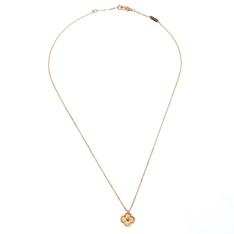 

Van Cleef & Arpels Vintage 18K Rose Gold Alhambra Pendant Necklace