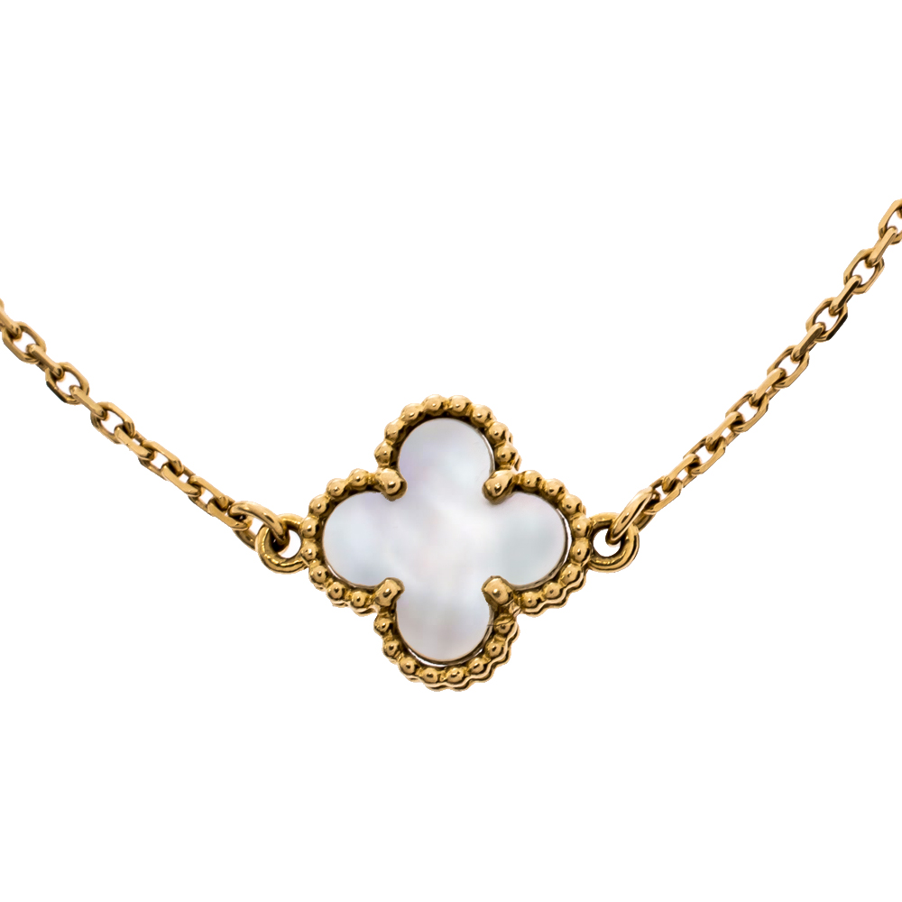 

Van Cleef & Arpels Sweet Alhambra Mother of Pearl 18K Yellow Gold Bracelet