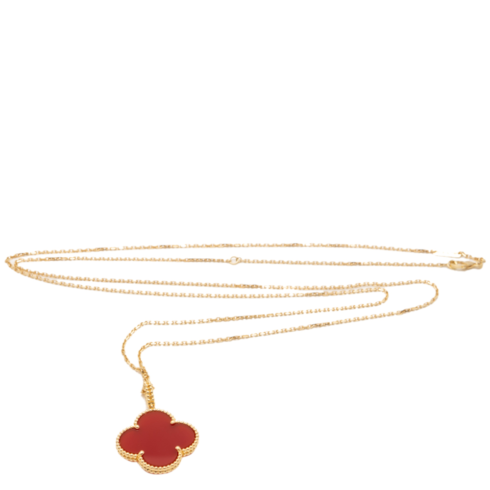 

Van Cleef & Arpels Magic Alhambra Carnelian Long Chain Yellow Gold Necklace