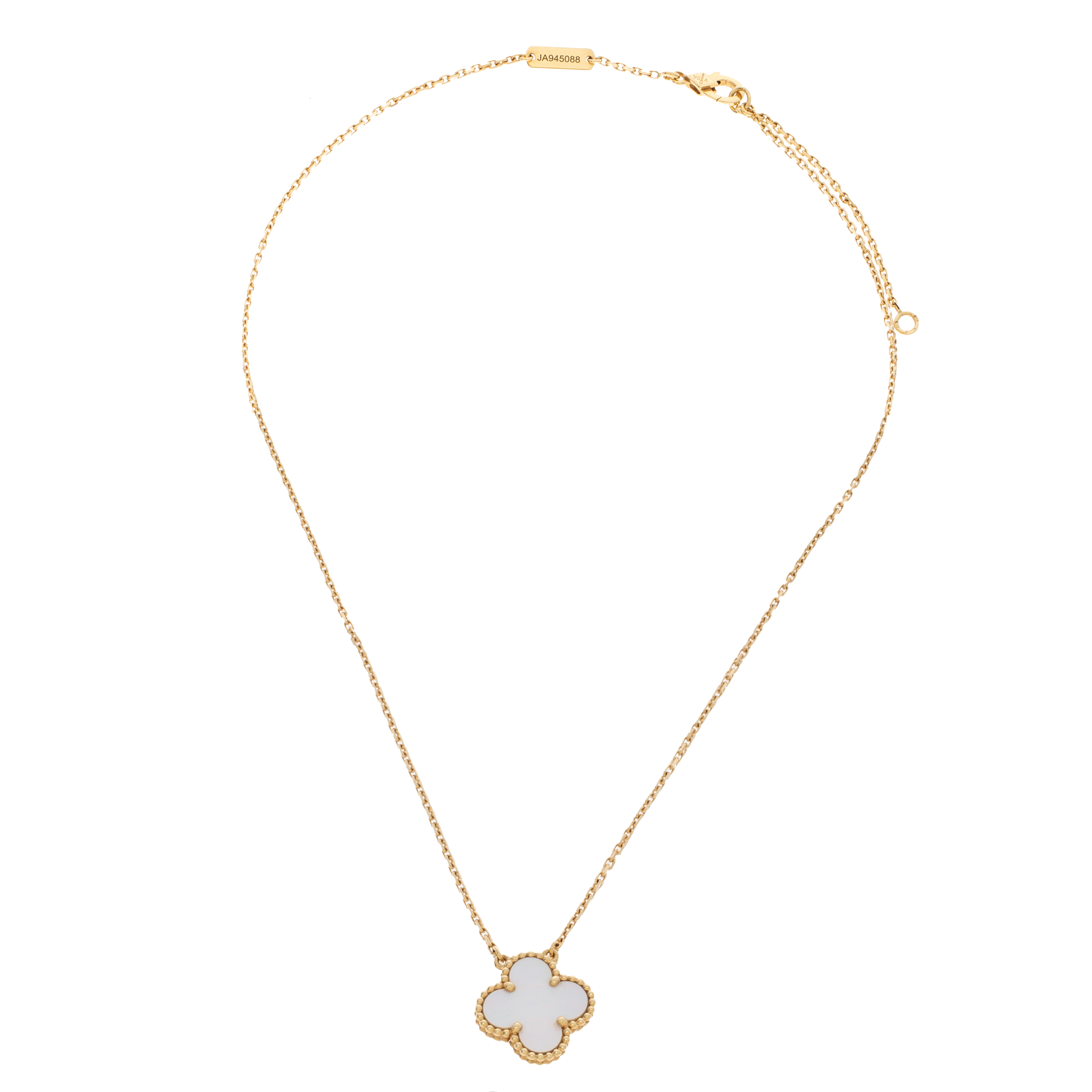 

Van Cleef & Arpels Vintage Alhambra Mother of Pearl 18k Yellow Gold Pendant Necklace