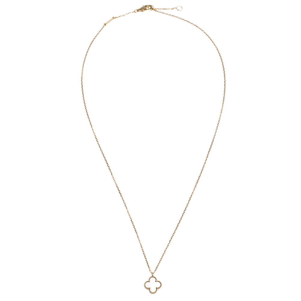 

Van Cleef & Arpels Sweet Alhambra Mother of Pearl 18K Yellow Gold Pendant Necklace