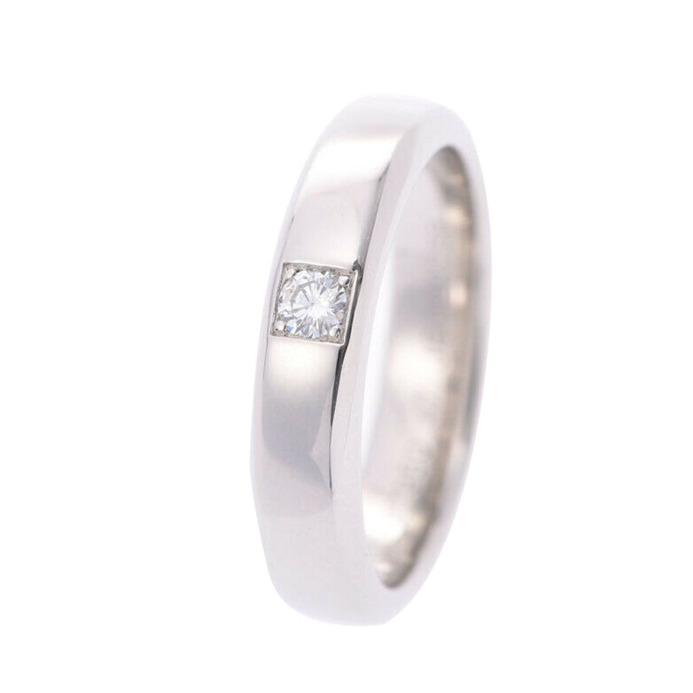 Pre Owned Van Cleef & Arpels 1 Diamond Platinum Wedding Ring Size 47