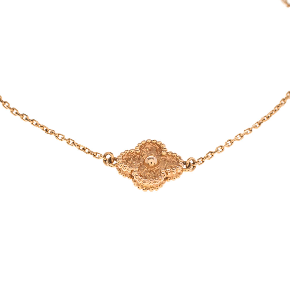 

Van Cleef & Arpels Sweet Alhambra Textured 18k Rose Gold Bracelet