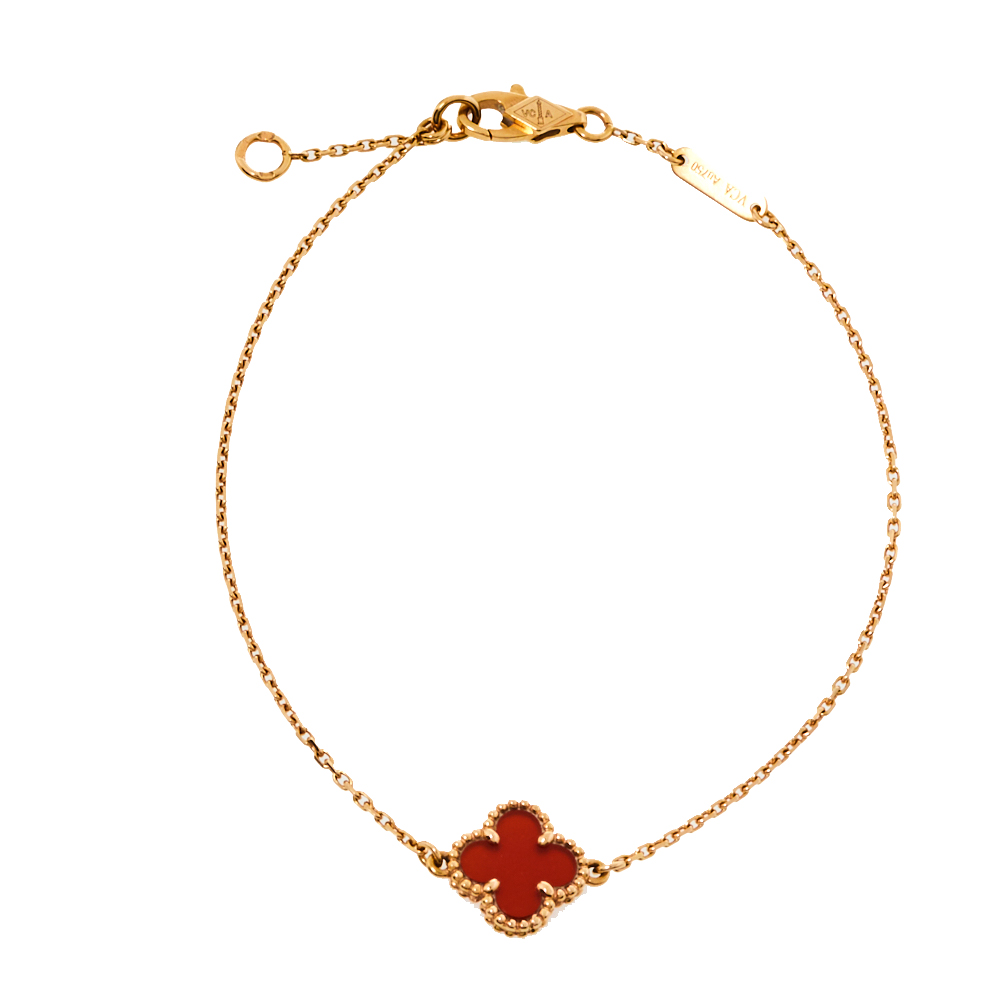 

Van Cleef & Arpels Sweet Alhambra Carnelian 18K Rose Gold Bracelet