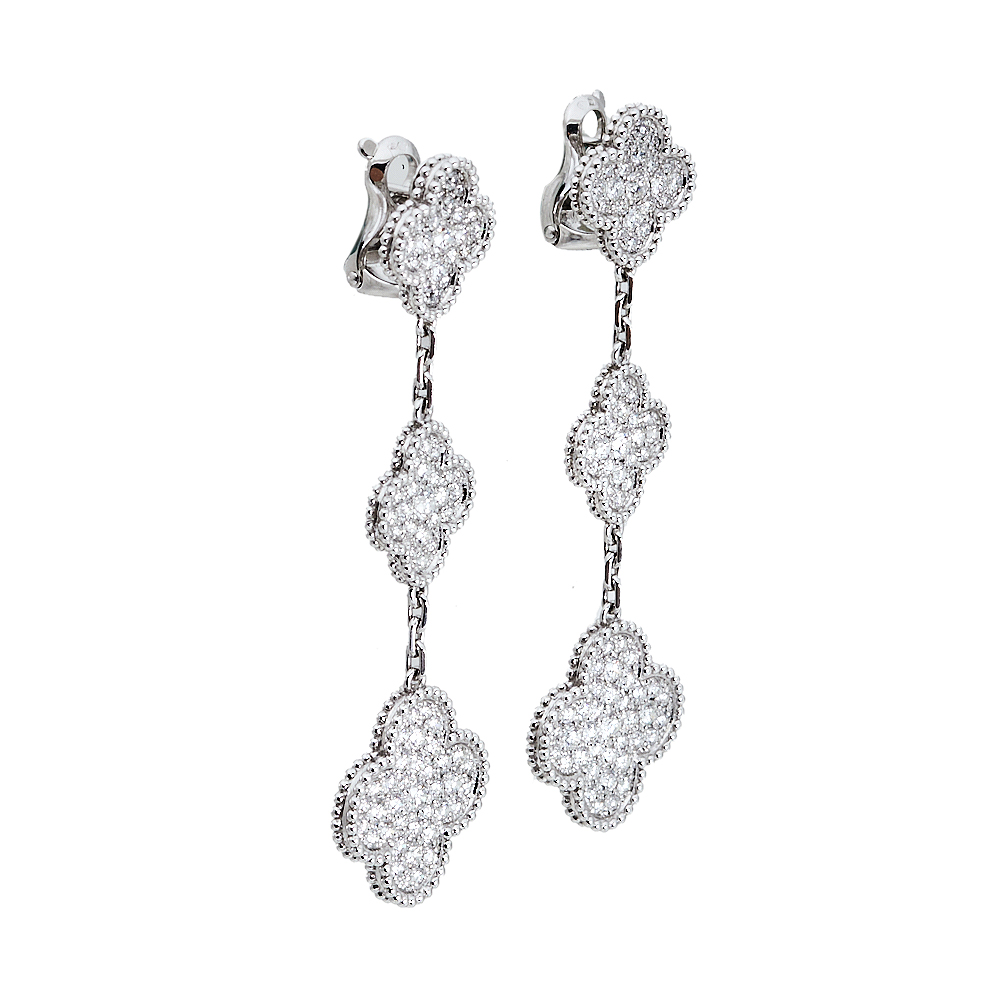 

Van Cleef & Arpels Magic Alhambra Diamond 18K White Gold Earrings