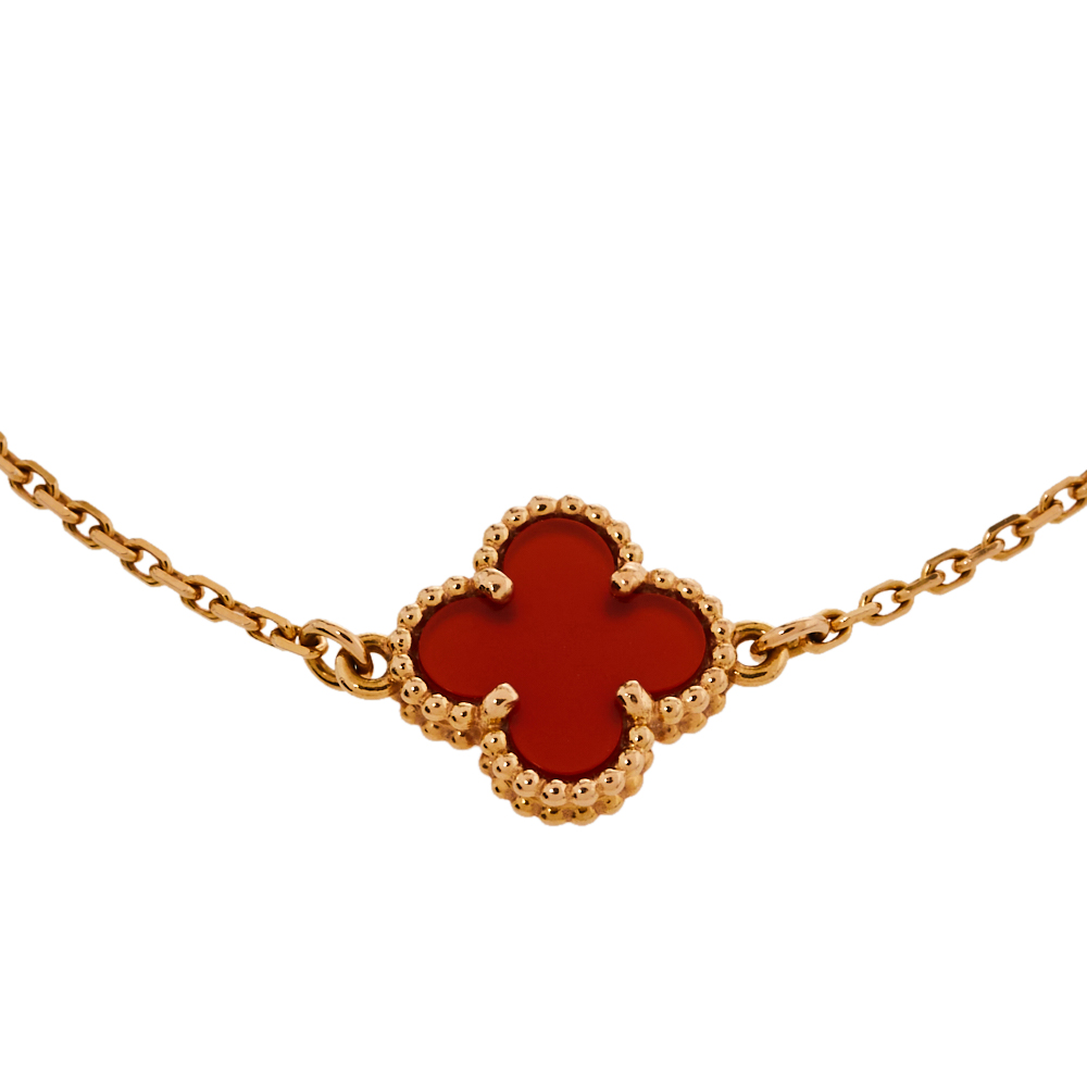 

Van Cleef & Arpels Sweet Alhambra Carnelian 18K Rose Gold Bracelet