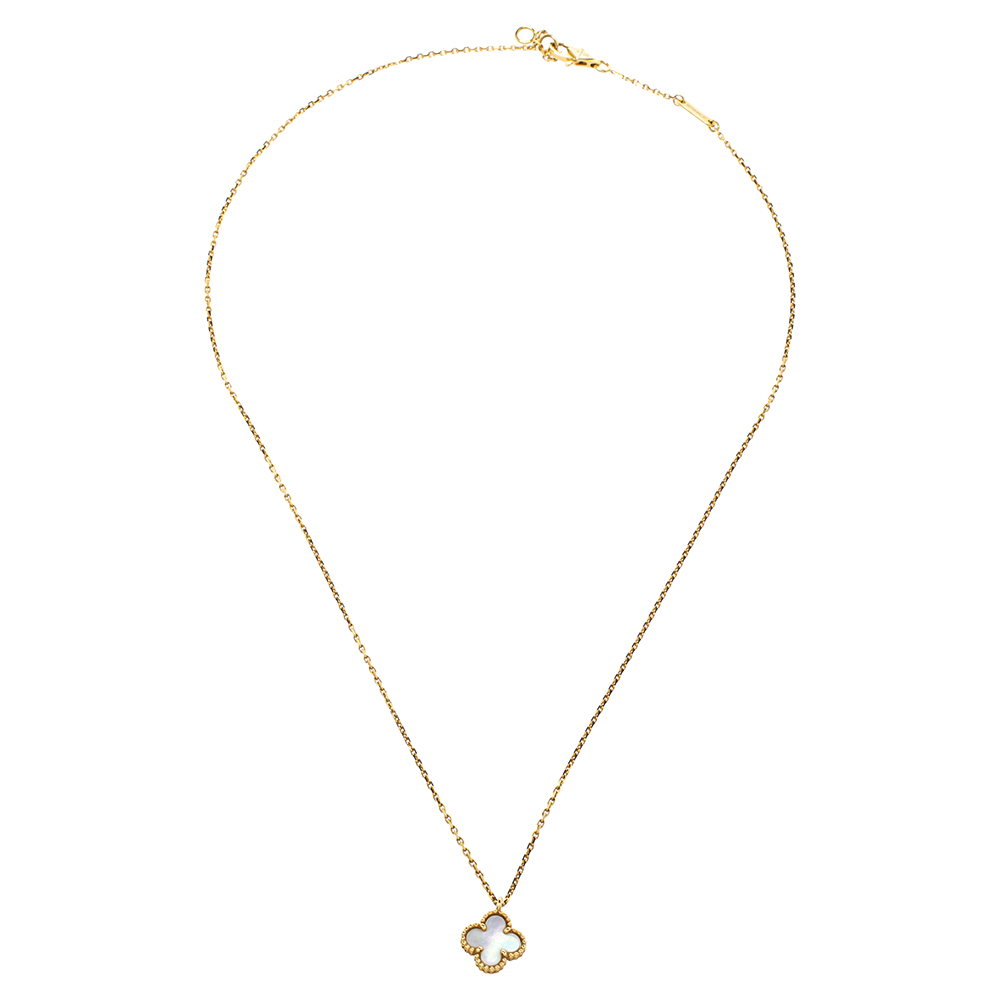 

Van Cleef & Arpels Sweet Alhambra Mother of Pearl 18K Yellow Gold Necklace