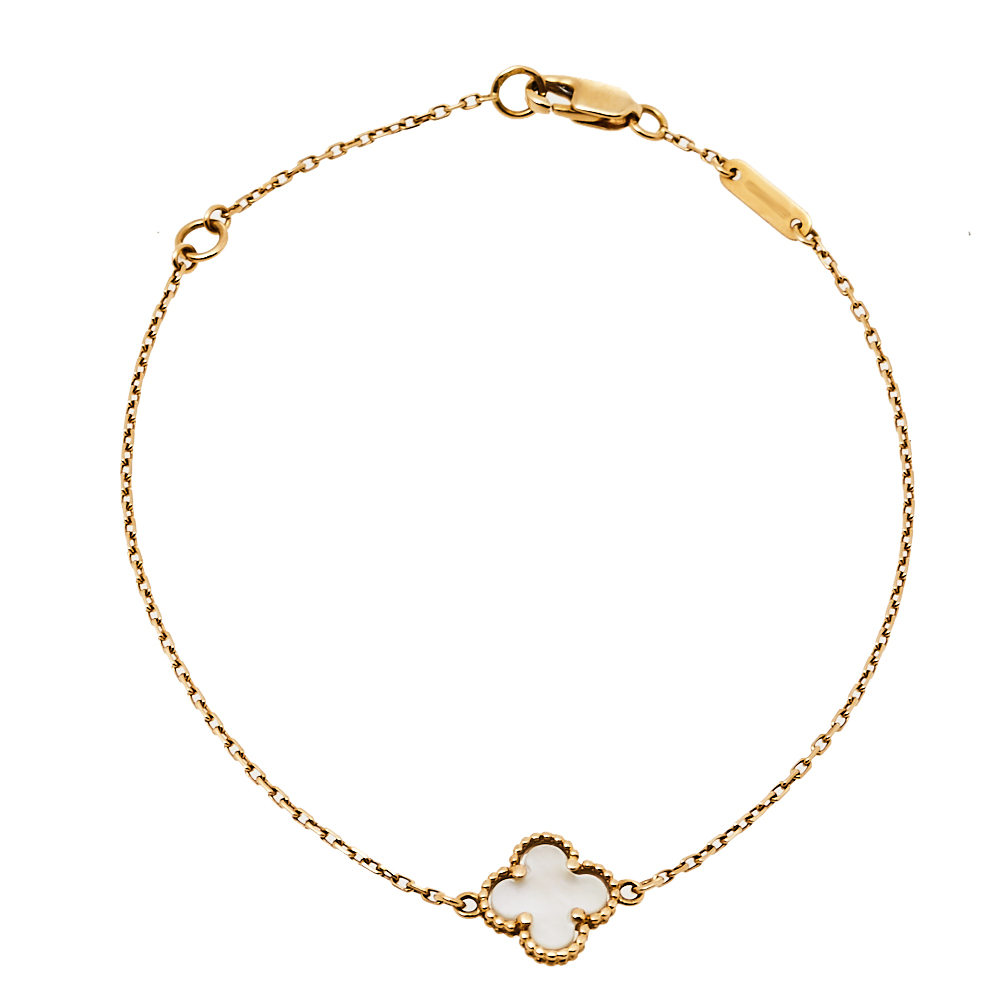 Click to view more detailed imagery on our partner's website Pre-owned Van Cleef & Arpels Sweet Alhambra Mother Of Pearl 18k Yellow Gold Bracelet