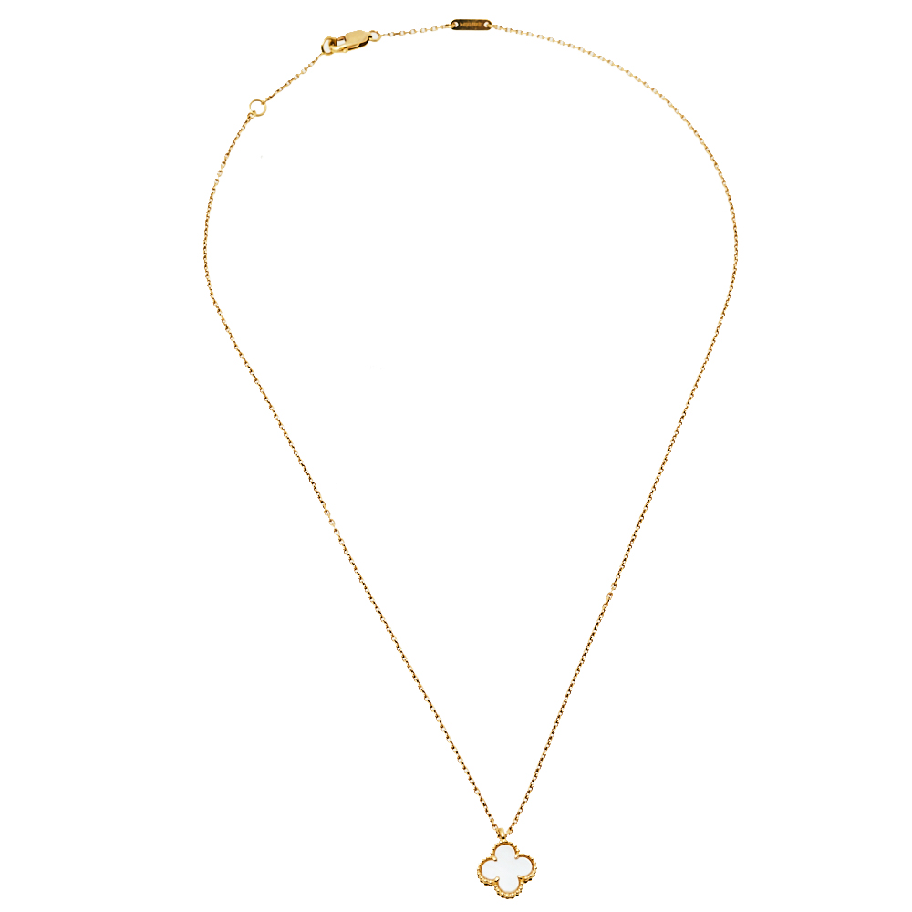 

Van Cleef & Arpels Sweet Alhambra Mother of Pearl 18K Yellow Gold Pendant Necklace