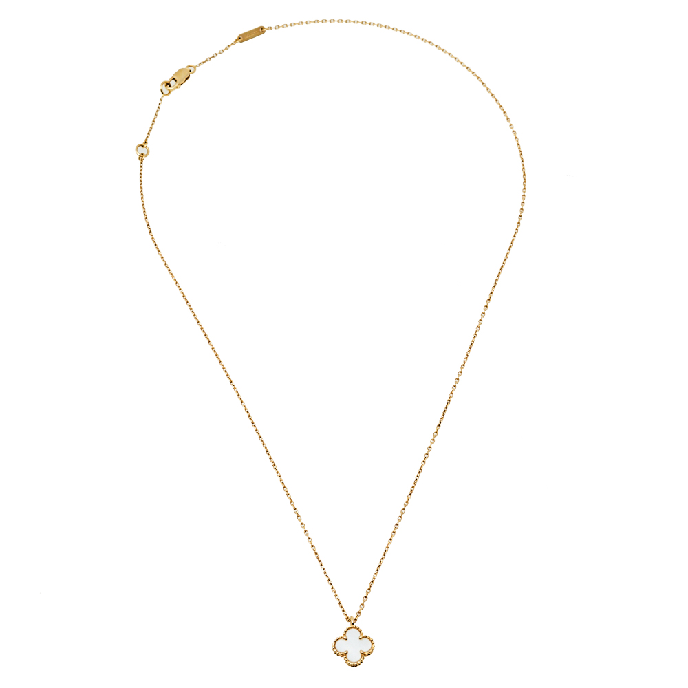 

Van Cleef & Arpels Sweet Alhambra Mother of Pearl 18K Yellow Gold Pendant Necklace