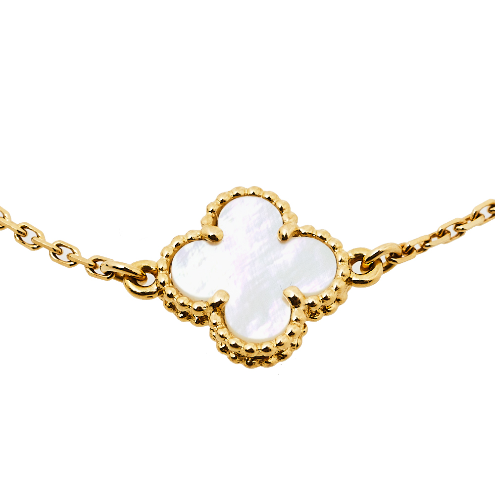 

Van Cleef & Arpels Sweet Alhambra Mother of Pearl 18K Yellow Gold Bracelet