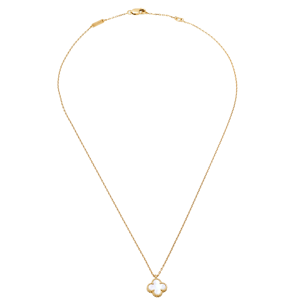 

Van Cleef & Arpels Sweet Alhambra Mother of Pearl 18K Yellow Gold Pendant Necklace