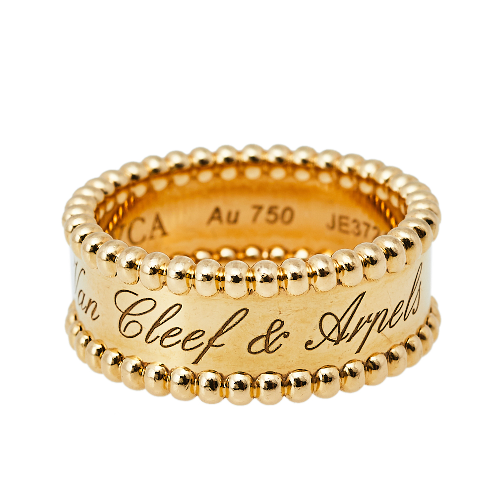 

Van Cleef & Arpels Perlée Signature 18K Yellow Gold Band Ring Size