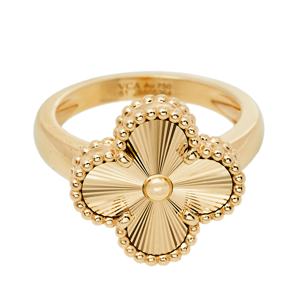 

Van Cleef & Arpels Vintage Alhambra 18k Yellow Gold Ring Size