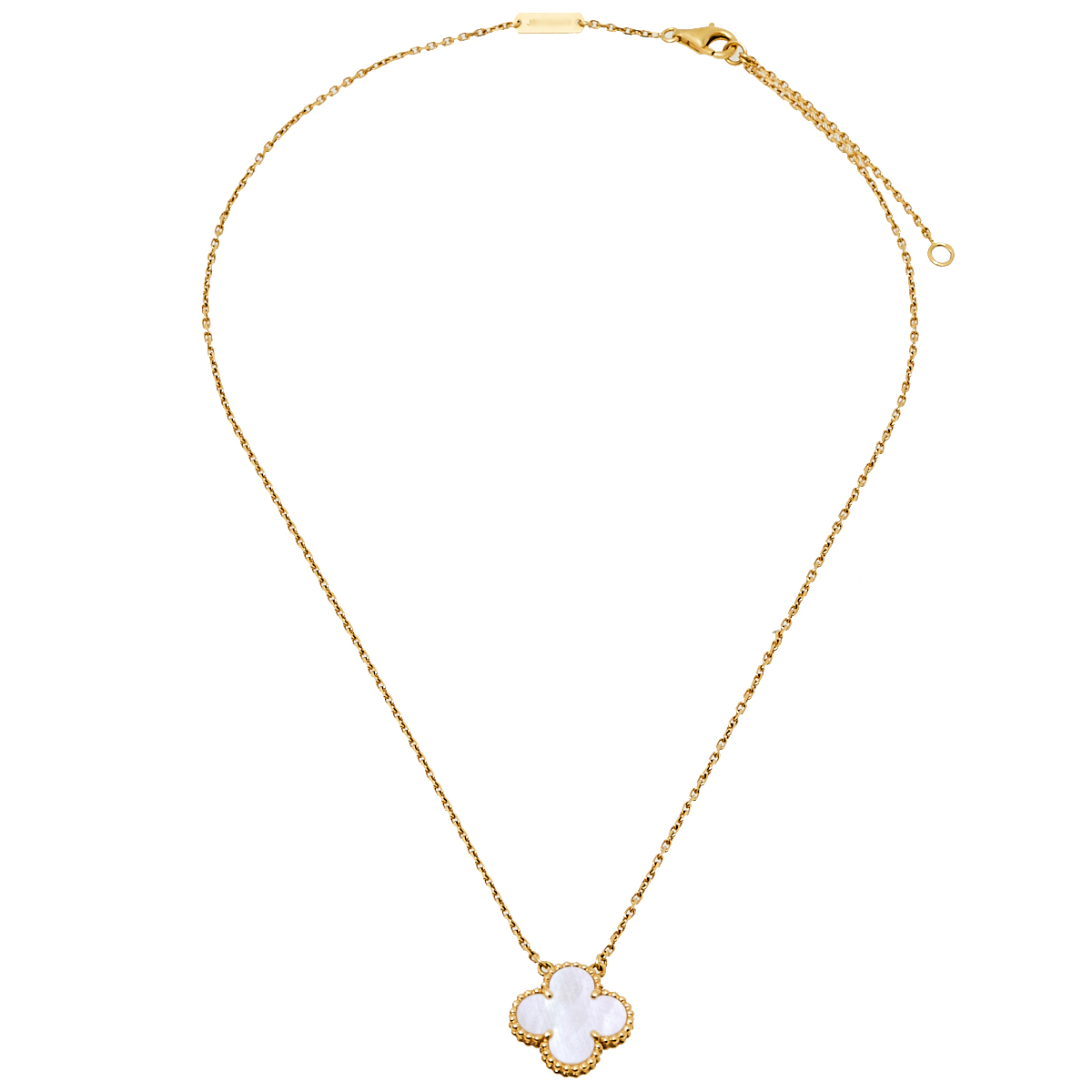 

Van Cleef & Arpels Vintage Alhambra Mother of Pearl 18K Yellow Gold Pendant Necklace