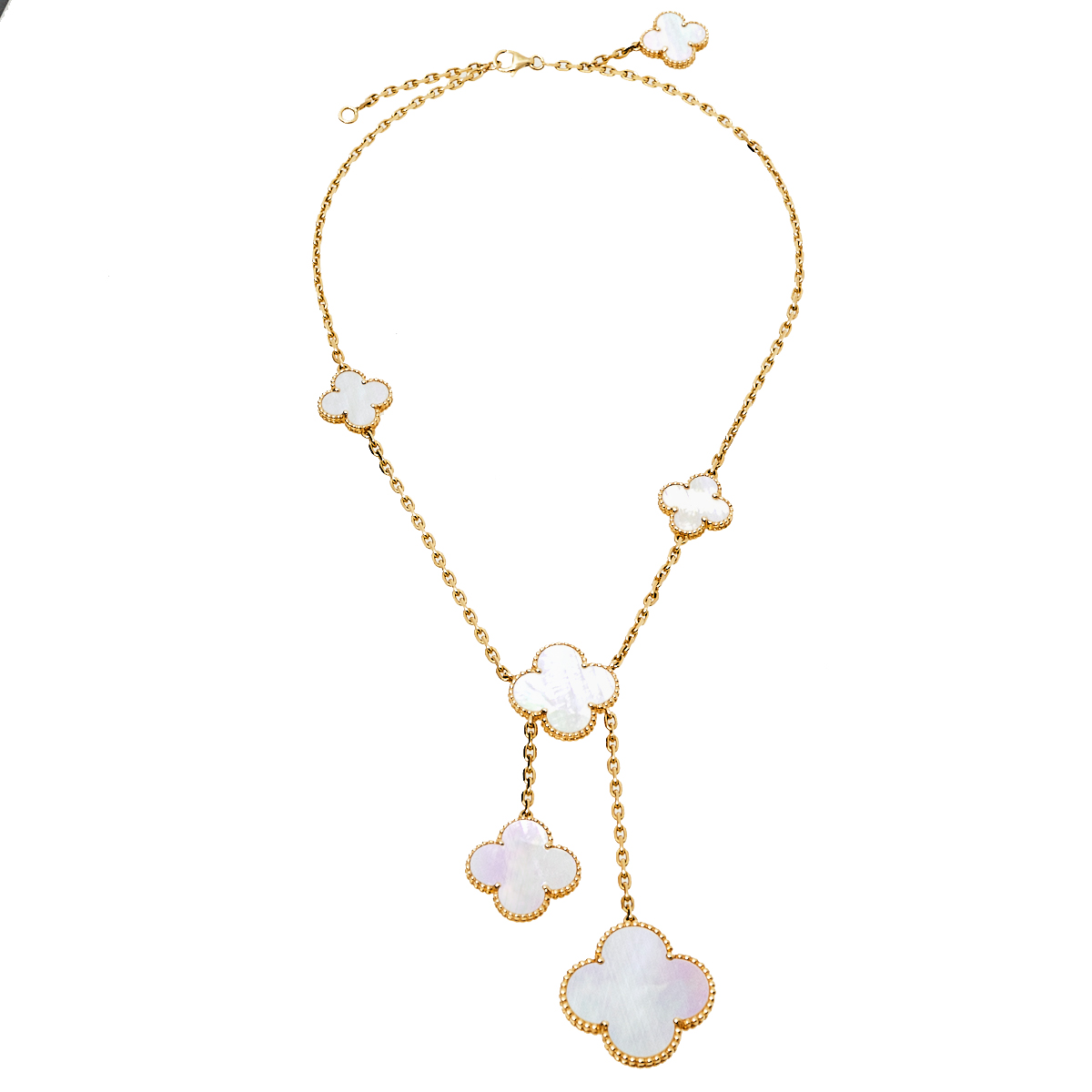 Pre-owned Van Cleef & Arpels Magic Alhambra Mother Of Pearl 18k Yellow Gold 6 Motifs Necklace