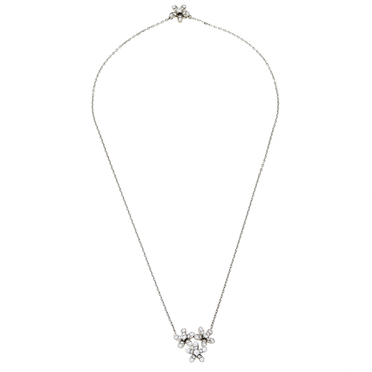 

Van Cleef & Arpels Socrate 3 Flowers Diamond 18K White Gold Pendant Necklace