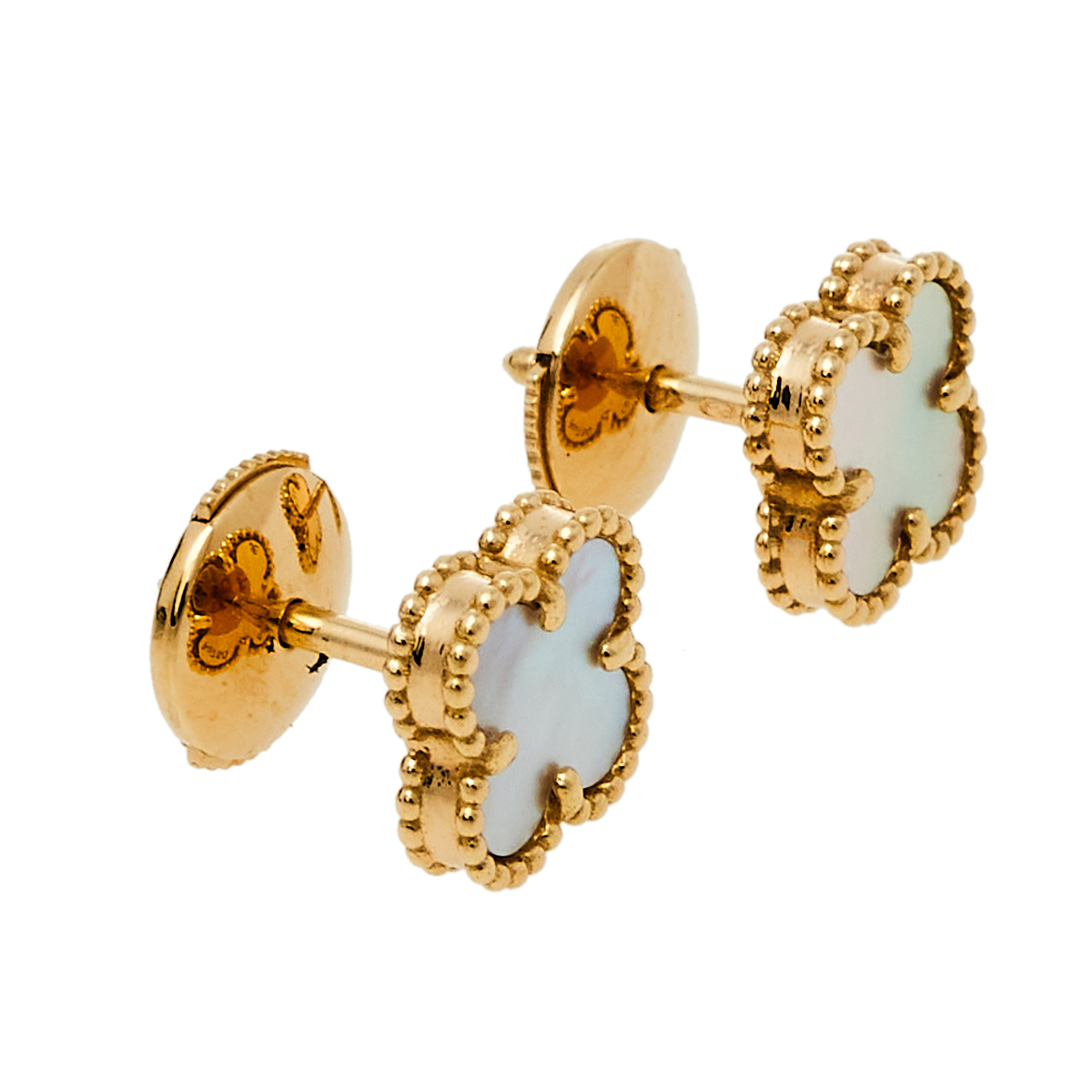 

Van Cleef & Arpels Sweet Alhambra Mother of Pearl 18K Yellow Gold Stud Earrings
