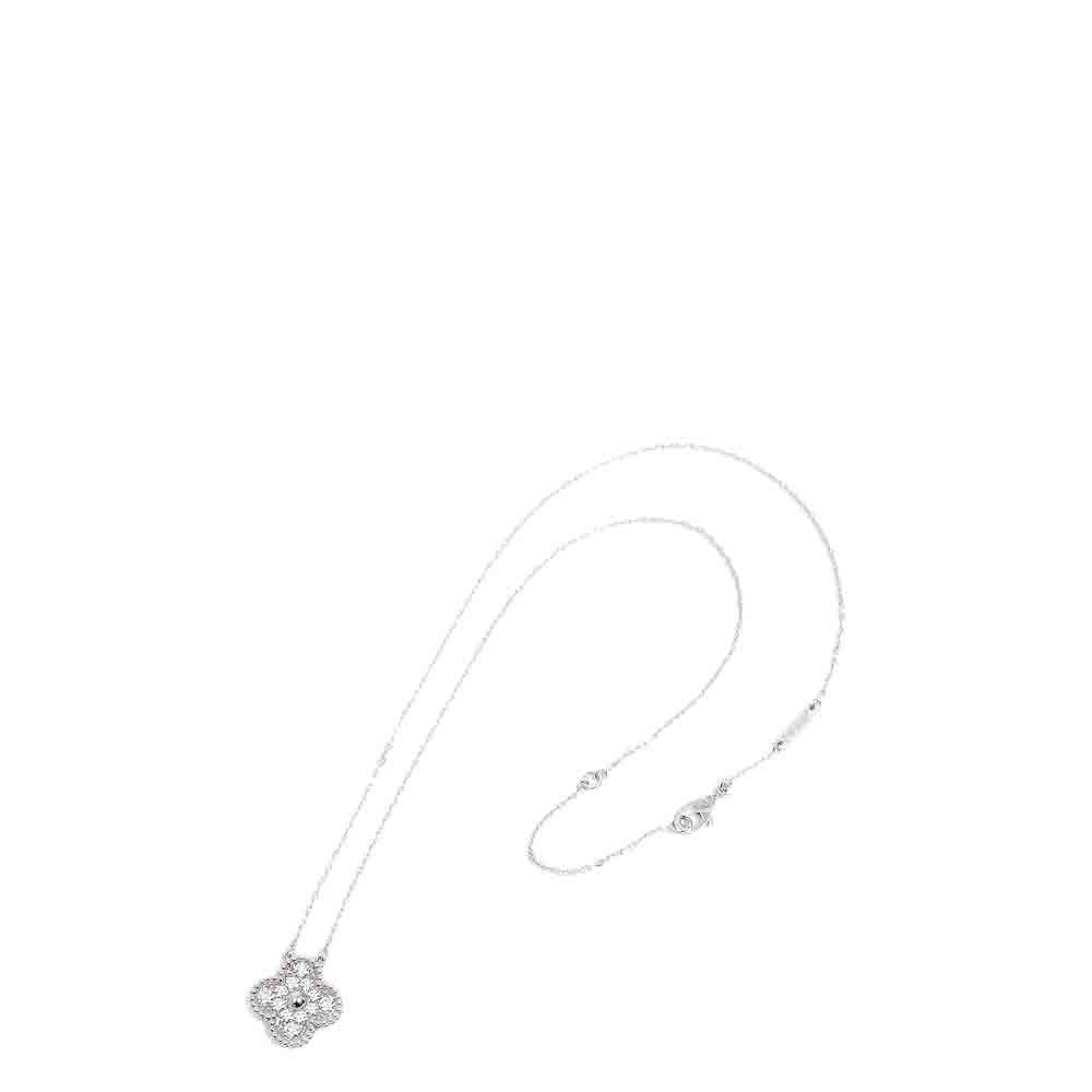 

Van Cleef & Arpels Vintage Alhambra Pave 18K White Gold Diamond Necklace