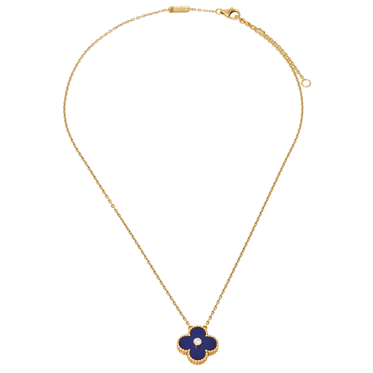 

Van Cleef & Arpels Vintage Alhambra Lapis Lazuli Diamond 18K Yellow Gold Necklace