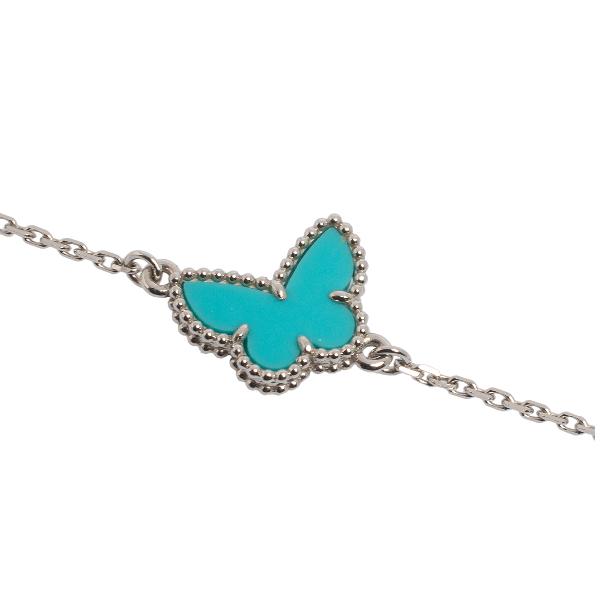 

Van Cleef & Arpels Sweet Alhambra 18K White Gold Turquoise Butterfly Bracelet