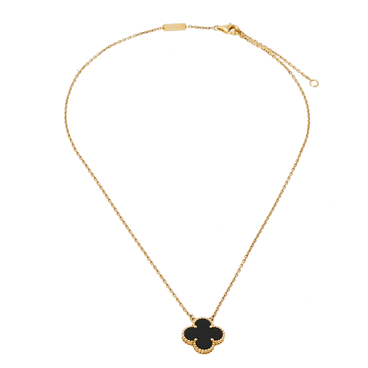 

Van Cleef & Arpels Vintage Alhambra Onyx 18k Yellow Gold Pendant Necklace