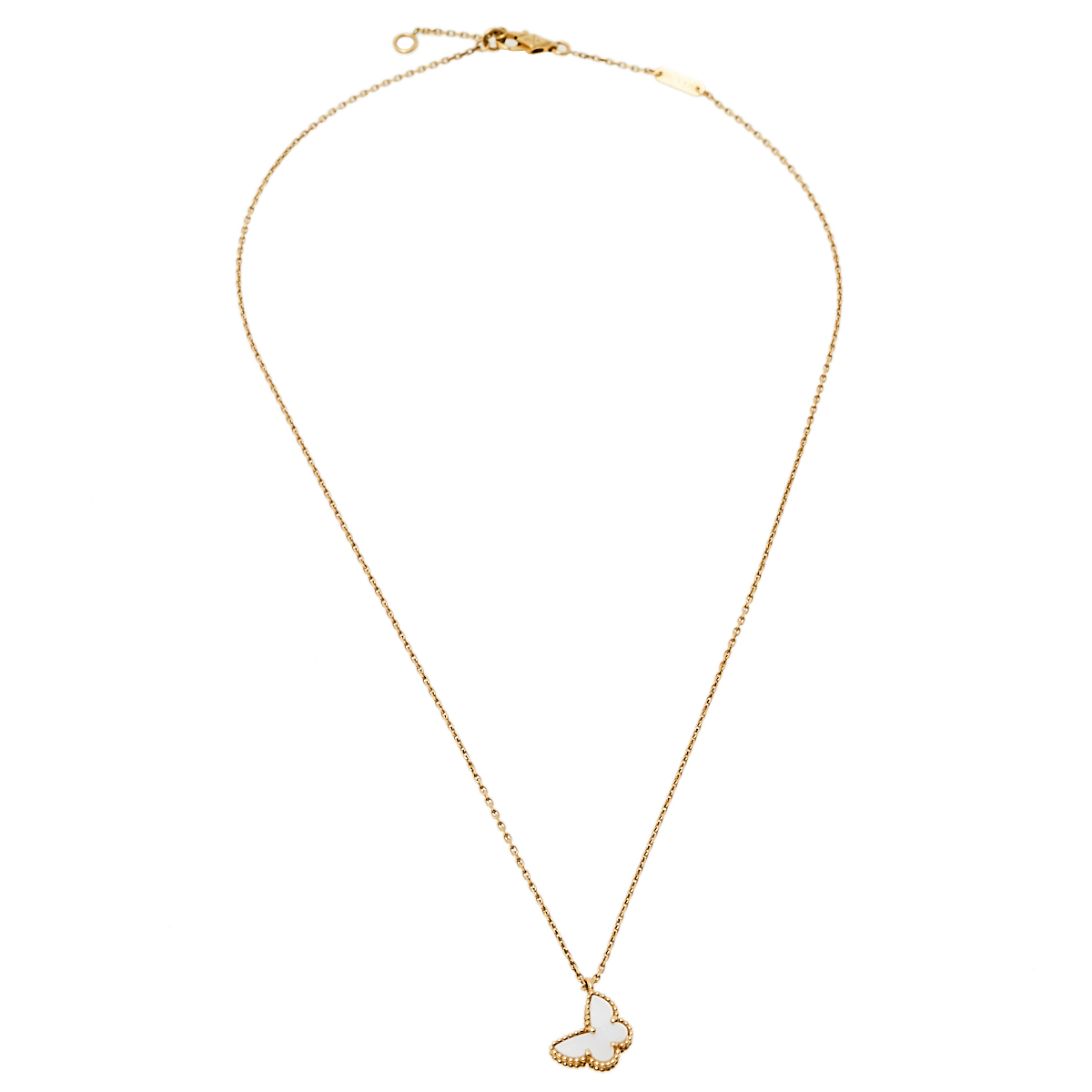 

Van Cleef & Arpels Sweet Alhambra Butterfly Mother of Pearl 18K Yellow Gold Pendant Necklace