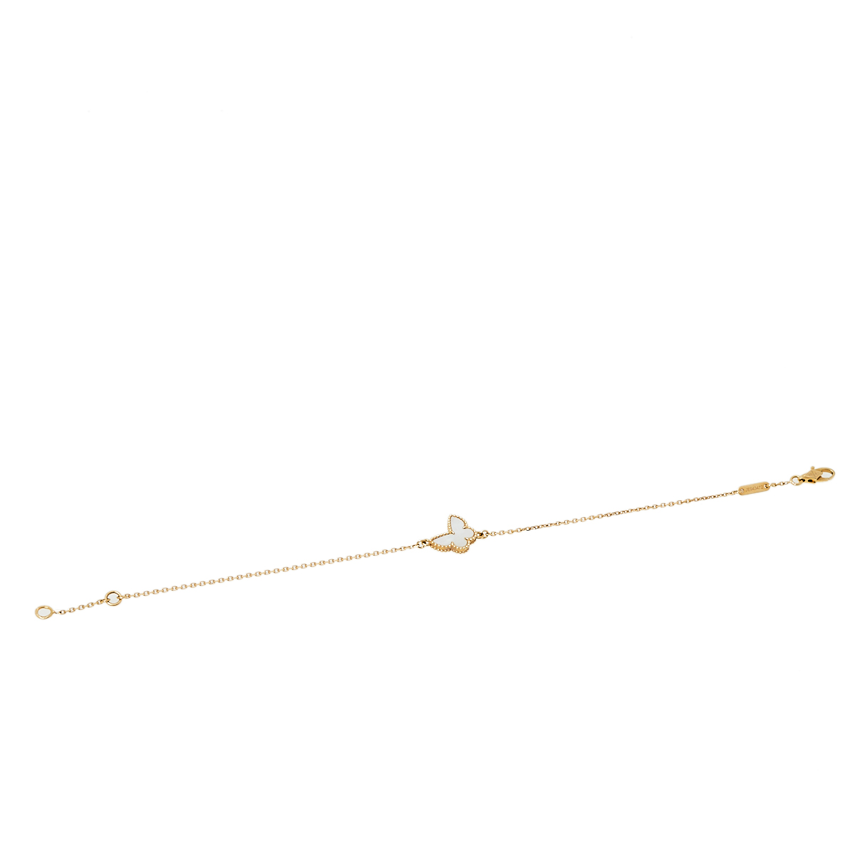 

Van Cleef & Arpels Sweet Alhambra 18K Yellow Gold Mother of Pearl Butterfly Pendant Bracelet