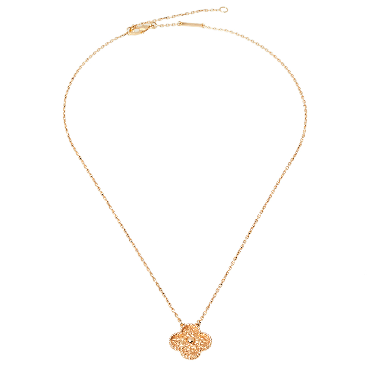 

Van Cleef & Arpels Vintage Alhambra Foil Motif 18K Rose Gold Necklace