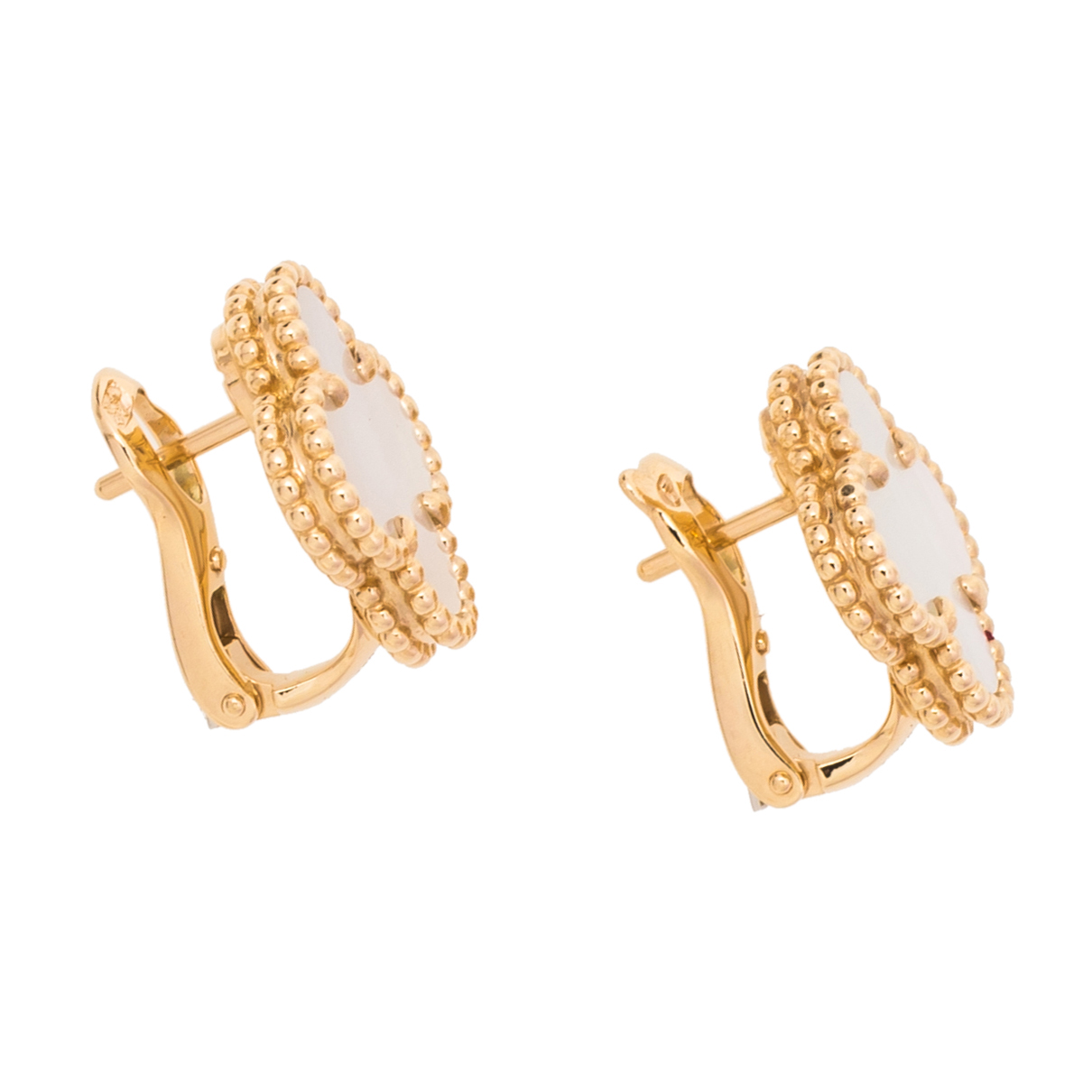 

Van Cleef & Arpels Vintage Alhambra 18K Yellow Gold Mother of Pearl Stud Earrings