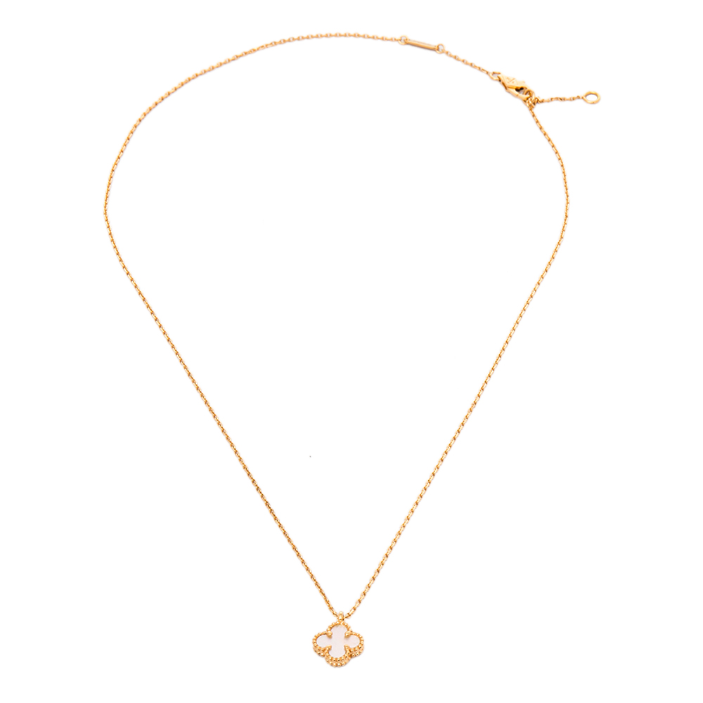 

Van Cleef & Arpels Sweet Alhambra Mother of Pearl 18K Yellow Gold Pendant Necklace