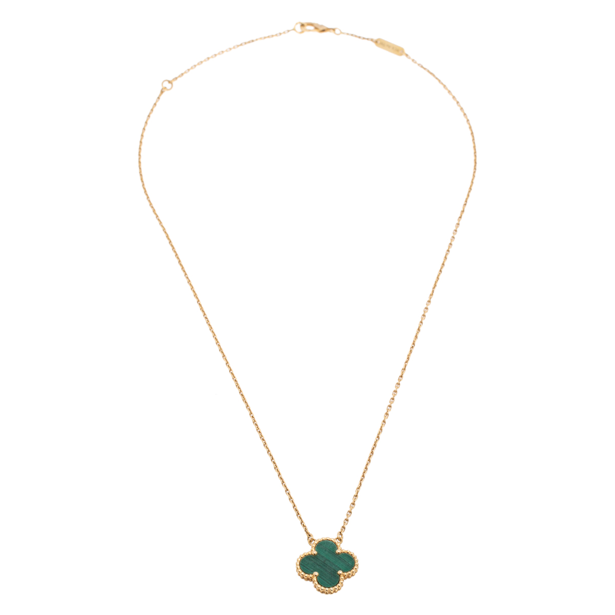 

Van Cleef & Arpels Vintage Alhambra 18K Yellow Gold Malachite Pendant Necklace