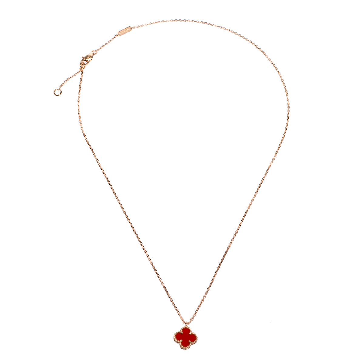 

Van Cleef & Arpels Sweet Alhambra Carnelian 18K Rose Gold Pendant Necklace