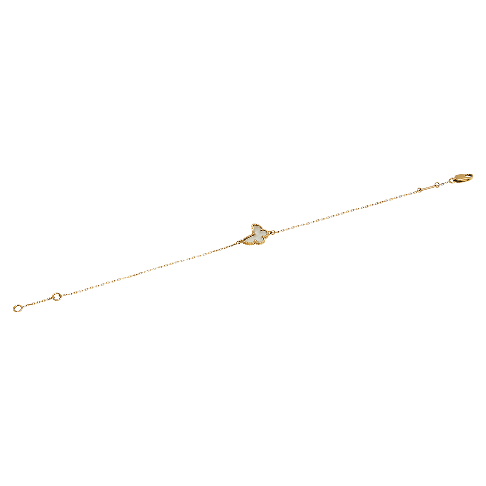 

Van Cleef & Arpels Sweet Alhambra Mother of Pearl Butterfly 18K Yellow Gold Bracelet