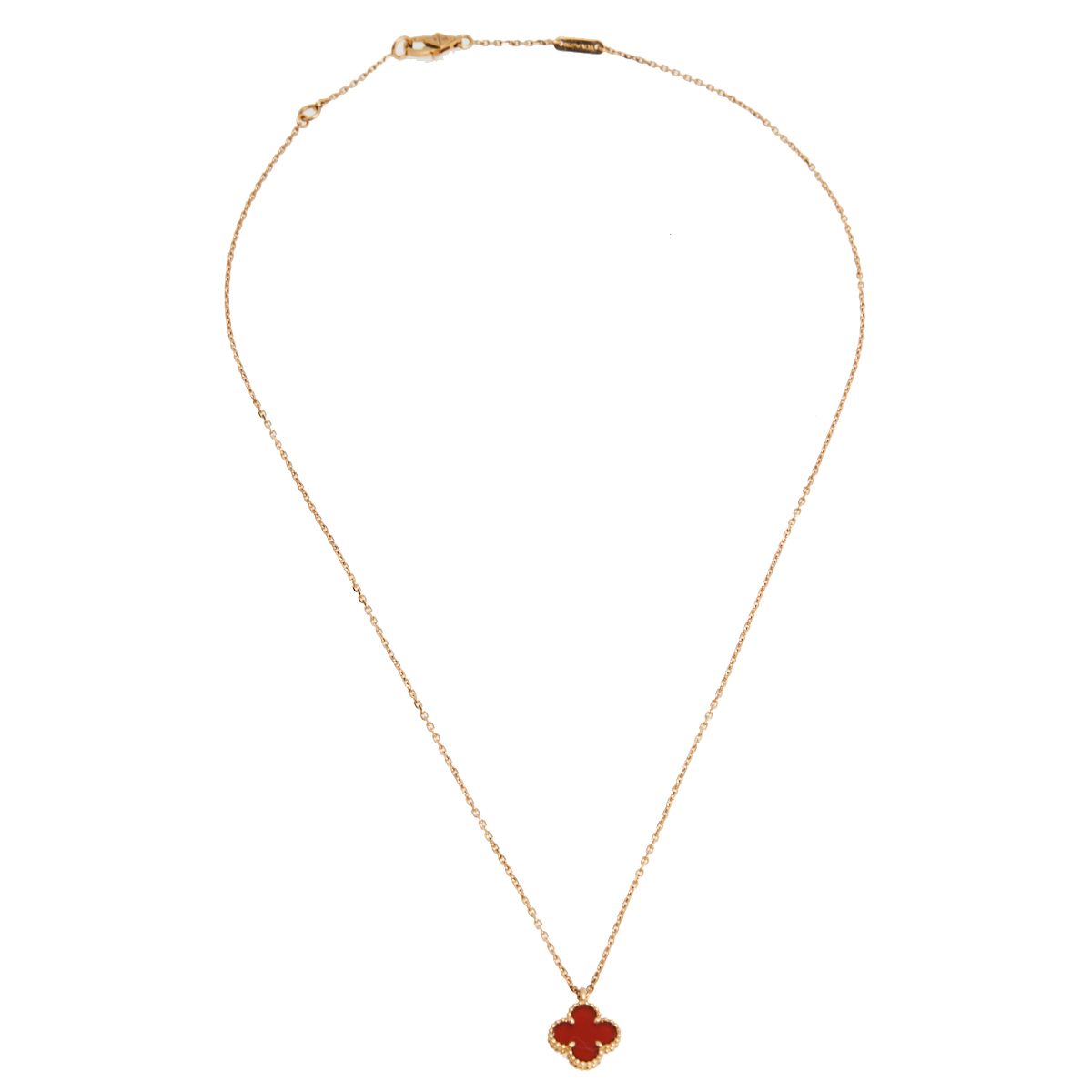 

Van Cleef & Arpels Sweet Alhambra Carnelian 18K Rose Gold Pendant Necklace