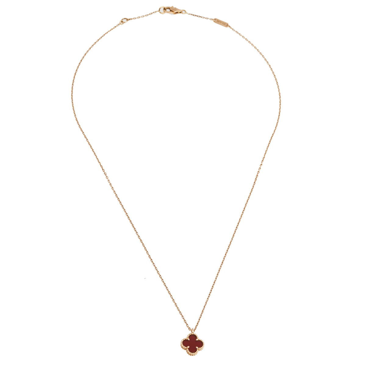 

Van Cleef & Arpels Sweet Alhambra Carnelian 18K Rose Gold Pendant Necklace