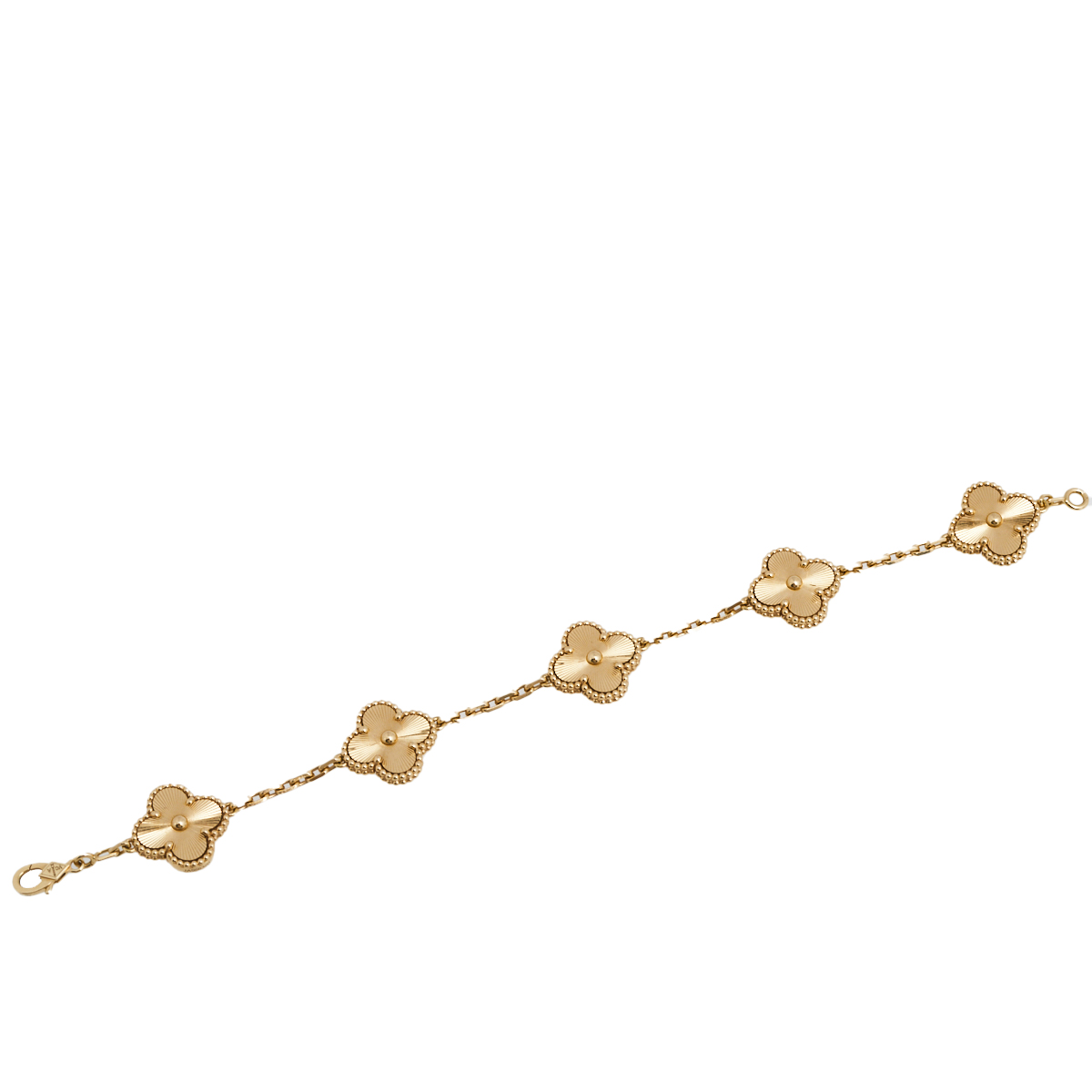 

Van Cleef & Arpels Vintage Alhambra 18K Yellow Gold 5 Motif Station Bracelet