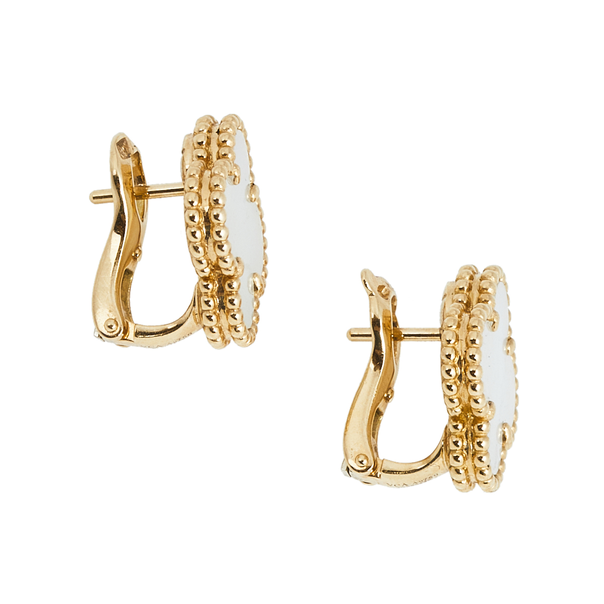 

Van Cleef & Arpels Vintage Alhambra Mother of Pearl 18K Yellow Gold Earrings