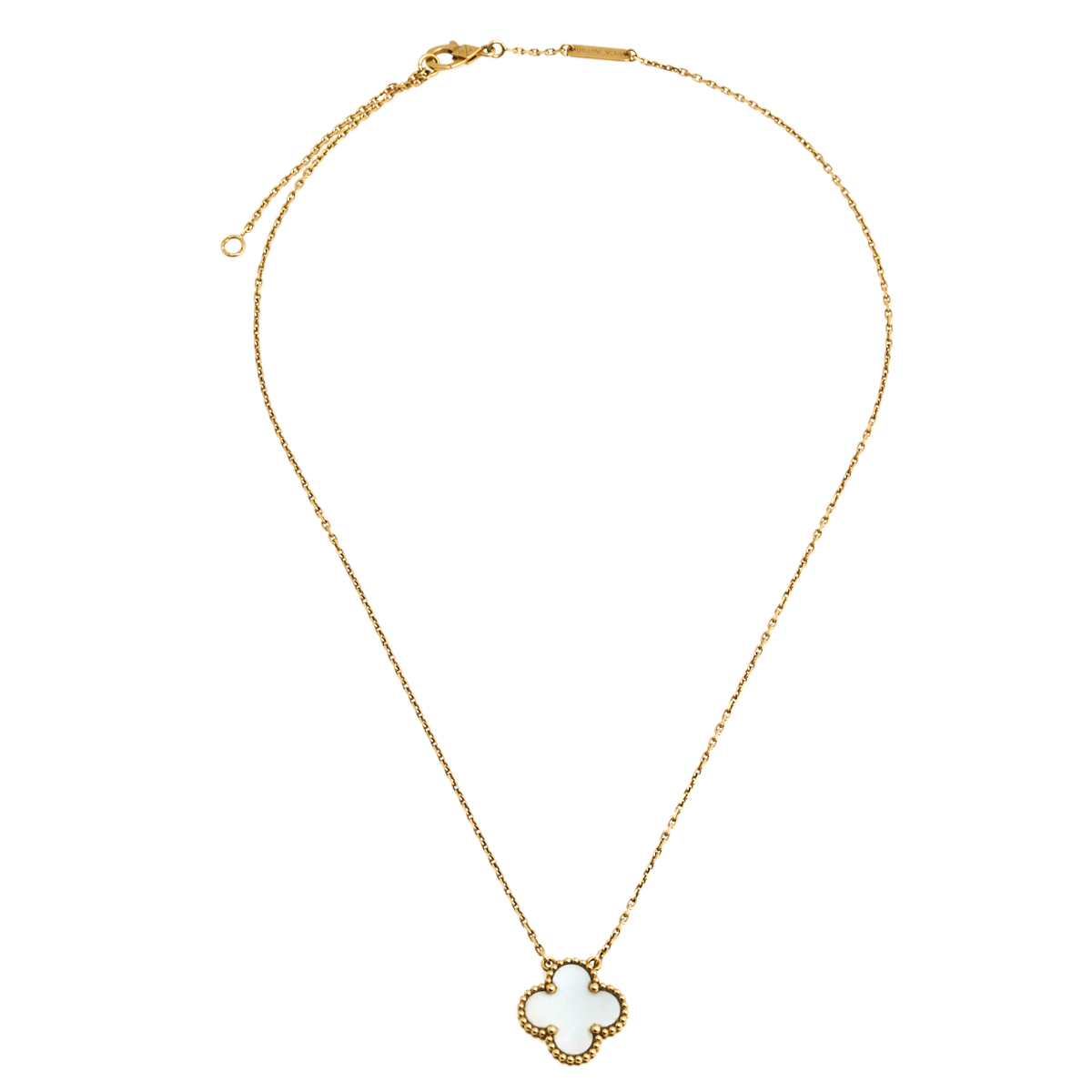 

Van Cleef & Arpels Vintage Alhambra Mother of Pearl 18K Yellow Gold Pendant Necklace
