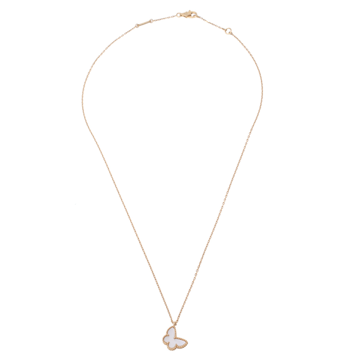 

Van Cleef and Arpels Sweet Alhambra Butterfly Mother of Pearl & 18k Yellow Gold Pendant Necklace