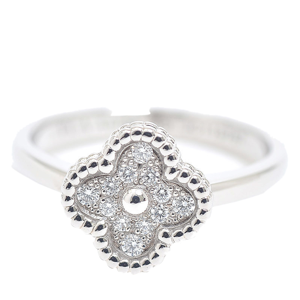 

Van Cleef & Arpels Sweet Alhambra 18K White Gold Diamond Ring EU