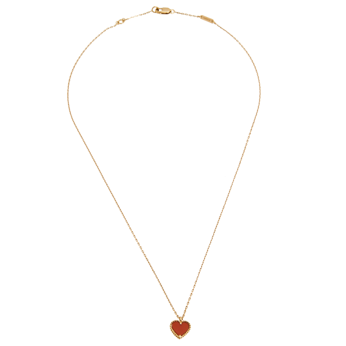 

Van Cleef & Arpels Sweet Alhambra Heart Carnelian Rose Gold Pendant Necklace